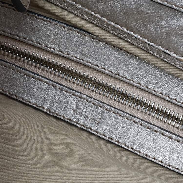 Pre Owned Chloe Metallic Gold/Beige Leather Heloise Satchel