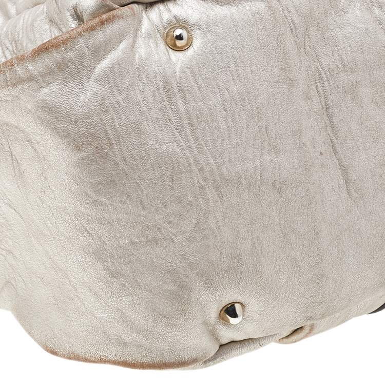 Pre Owned Chloe Metallic Gold/Beige Leather Heloise Satchel