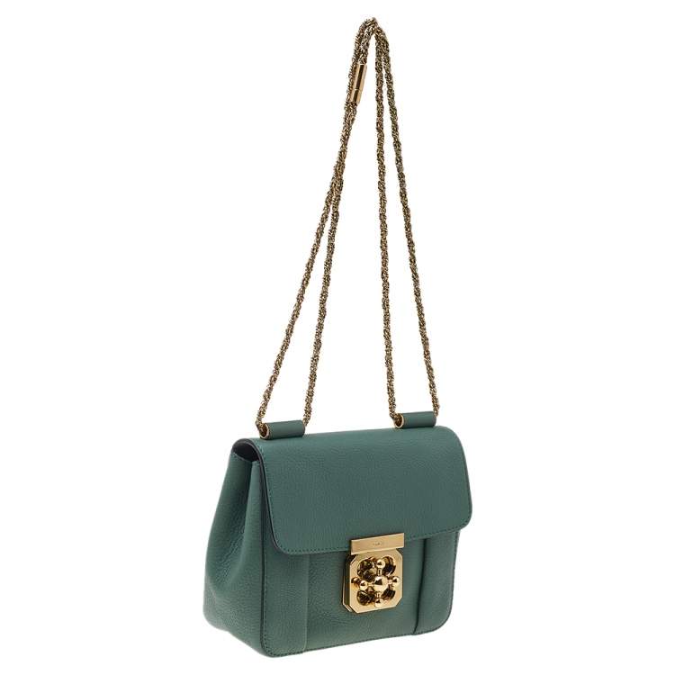 Pre Owned Chloe Green Leather Small Elsie Shoulder Bag