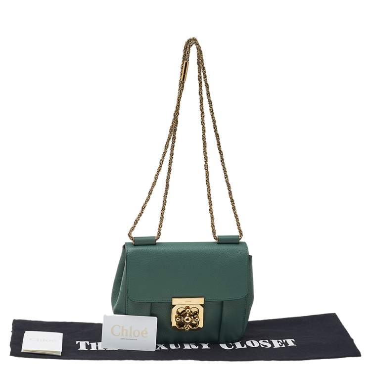 Pre Owned Chloe Green Leather Small Elsie Shoulder Bag