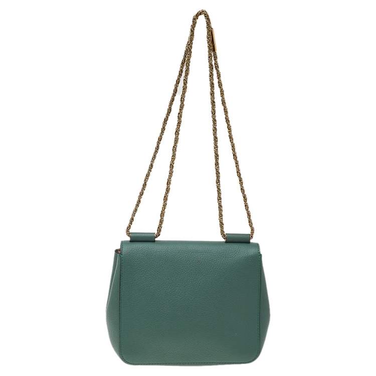 Pre Owned Chloe Green Leather Small Elsie Shoulder Bag