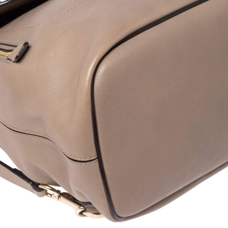 Pre Owned Chloe Grey Leather and Suede Medium Faye Backpack