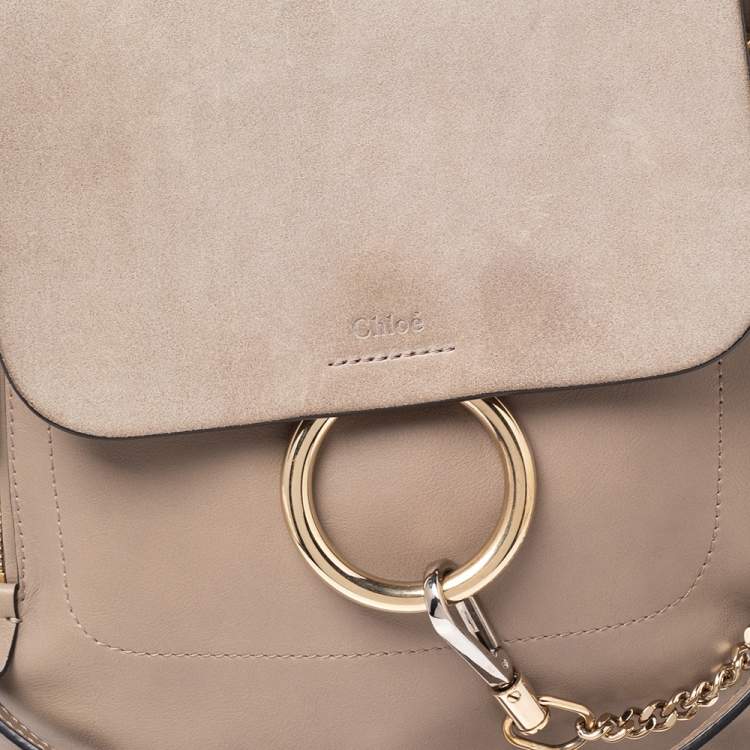 Pre Owned Chloe Grey Leather and Suede Medium Faye Backpack