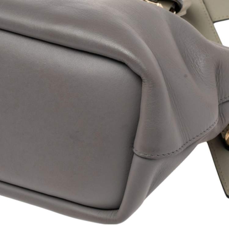 Pre Owned Chloe Grey/Beige Leather Small Baylee Tote