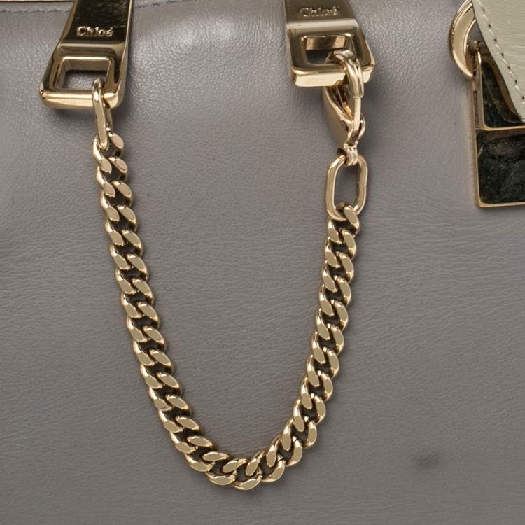 Pre Owned Chloe Grey/Beige Leather Small Baylee Tote