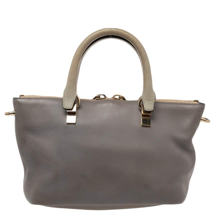 Pre Owned Chloe Grey/Beige Leather Small Baylee Tote