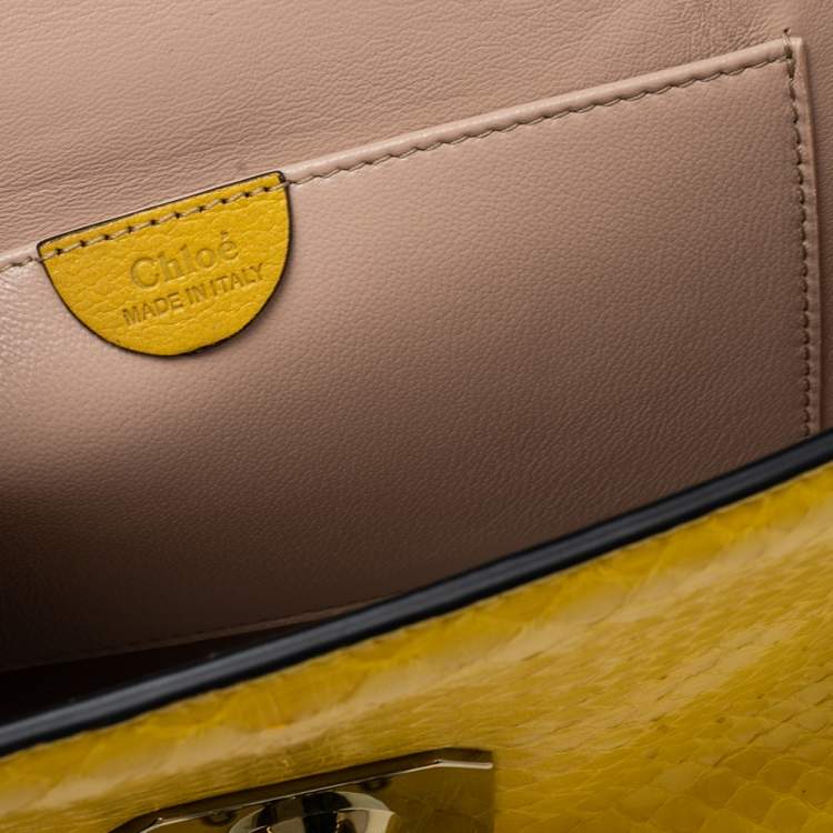 Pre Owned Chloe Yellow Python Medium Elsie Shoulder Bag