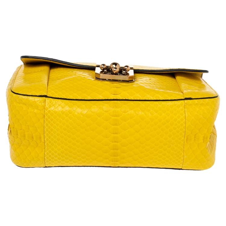Pre Owned Chloe Yellow Python Medium Elsie Shoulder Bag