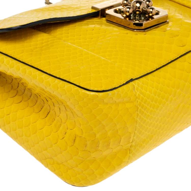 Pre Owned Chloe Yellow Python Medium Elsie Shoulder Bag