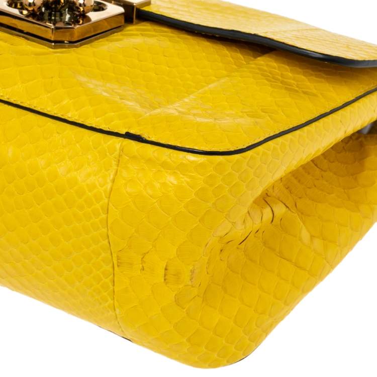 Pre Owned Chloe Yellow Python Medium Elsie Shoulder Bag