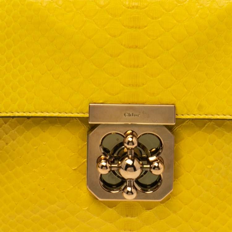 Pre Owned Chloe Yellow Python Medium Elsie Shoulder Bag