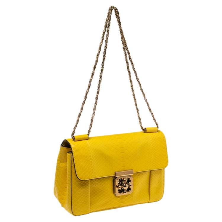Pre Owned Chloe Yellow Python Medium Elsie Shoulder Bag