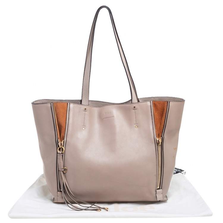 Pre Owned Chloe Beige-Brown Leather And Suede Milo Tote