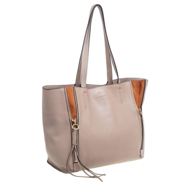 Pre Owned Chloe Beige-Brown Leather And Suede Milo Tote
