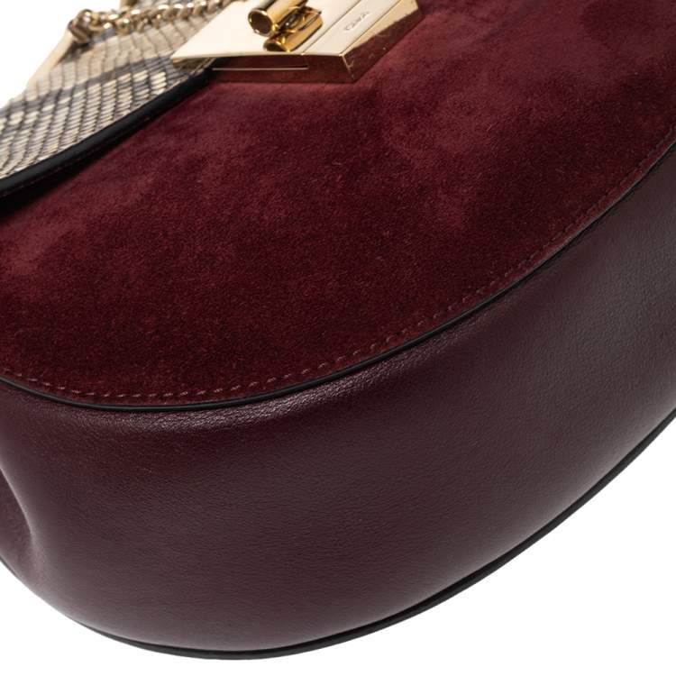Pre Owned Chloe Multicolor Leather, Suede and Python Medium Drew Shoulder Bag
