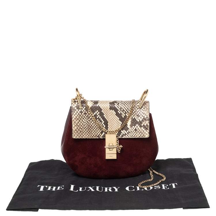 Pre Owned Chloe Multicolor Leather, Suede and Python Medium Drew Shoulder Bag
