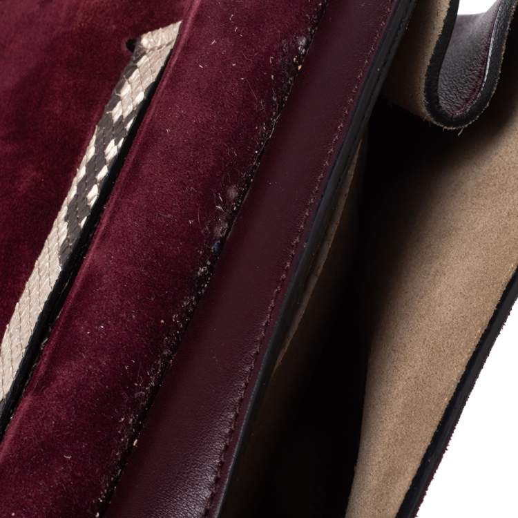 Pre Owned Chloe Multicolor Leather, Suede and Python Medium Drew Shoulder Bag