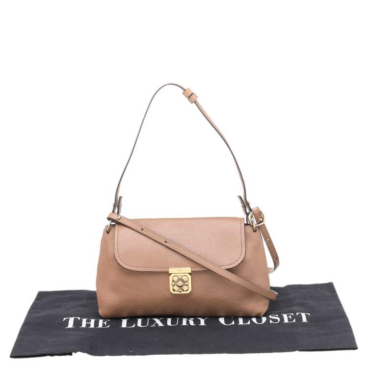 Pre Owned Chloe Beige Leather Elsie Shoulder Bag