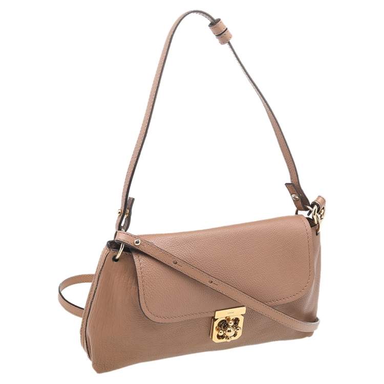Pre Owned Chloe Beige Leather Elsie Shoulder Bag