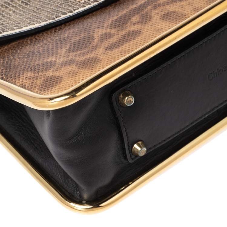 Pre Owned Chloe Brown Karung, Sequins and Leather Small Sally Shoulder Bag
