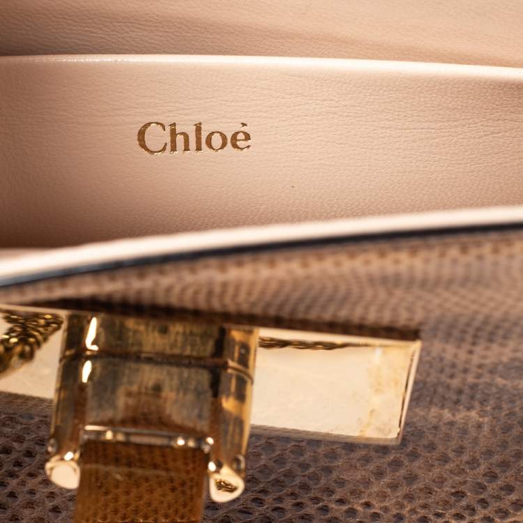Pre Owned Chloe Brown Karung, Sequins and Leather Small Sally Shoulder Bag