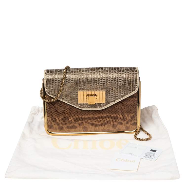 Pre Owned Chloe Brown Karung, Sequins and Leather Small Sally Shoulder Bag