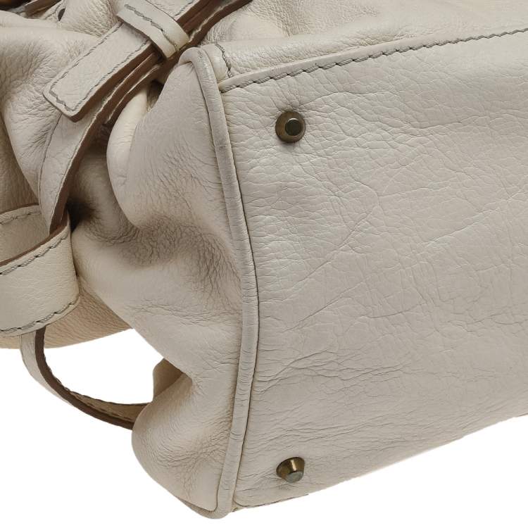 Pre Owned Chloe Off-White Leather Front Pocket Paddington Satchel