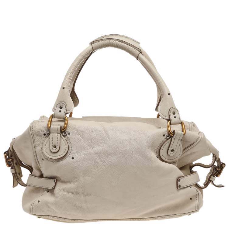 Pre Owned Chloe Off-White Leather Front Pocket Paddington Satchel
