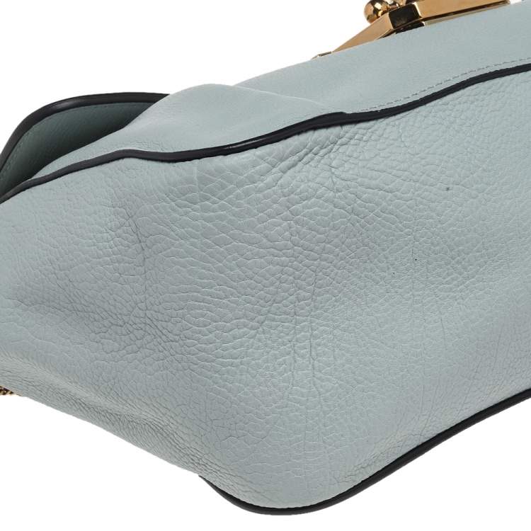 Pre Owned Chloe Mint Green Leather Medium Elsie Shoulder Bag