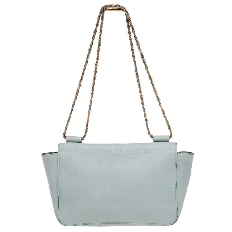 Pre Owned Chloe Mint Green Leather Medium Elsie Shoulder Bag