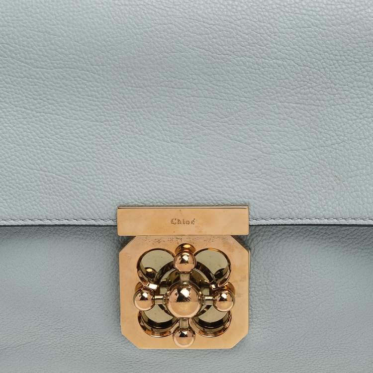 Pre Owned Chloe Mint Green Leather Medium Elsie Shoulder Bag