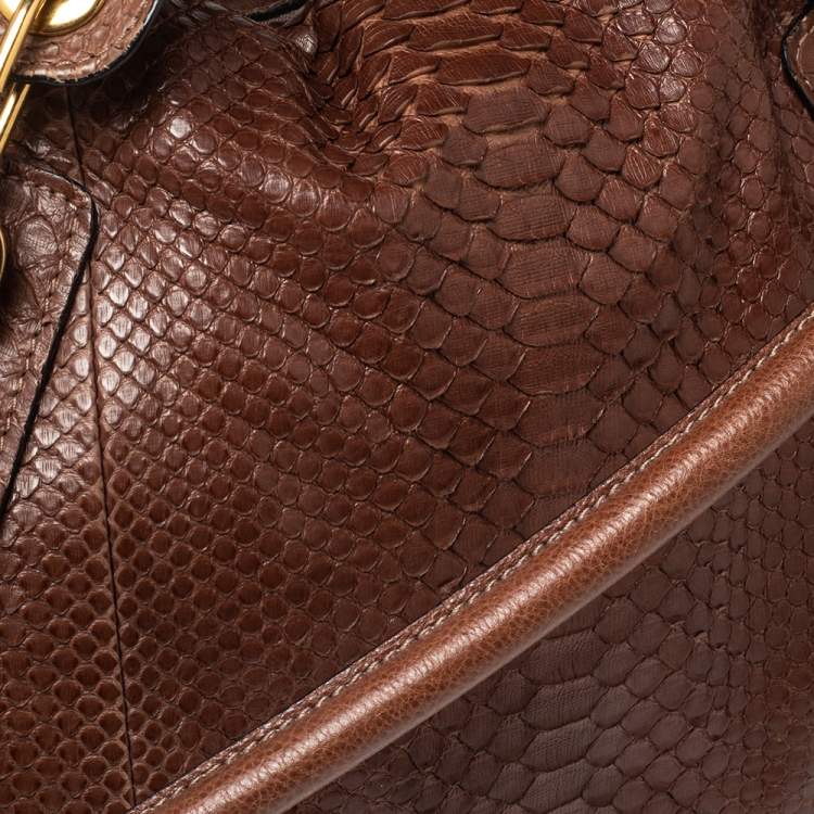 Pre Owned Chloe Brown Python Leather Large Paraty Shoulder Bag