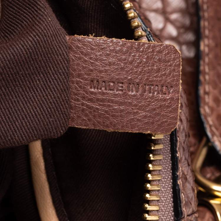 Pre Owned Chloe Brown Python Leather Large Paraty Shoulder Bag