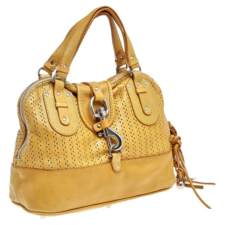 Pre Owned Chloe Yellow Leather Curcuma Perforated Kerala Satchel