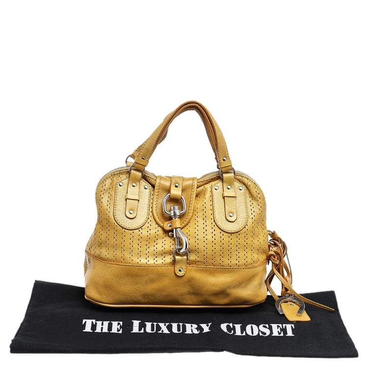 Pre Owned Chloe Yellow Leather Curcuma Perforated Kerala Satchel