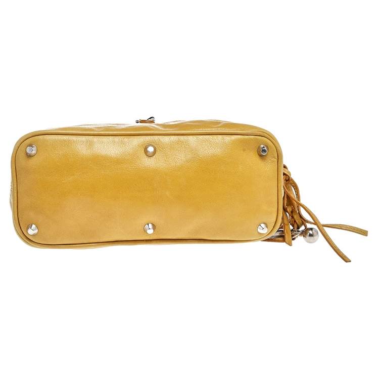 Pre Owned Chloe Yellow Leather Curcuma Perforated Kerala Satchel