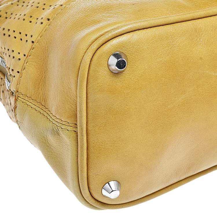 Pre Owned Chloe Yellow Leather Curcuma Perforated Kerala Satchel