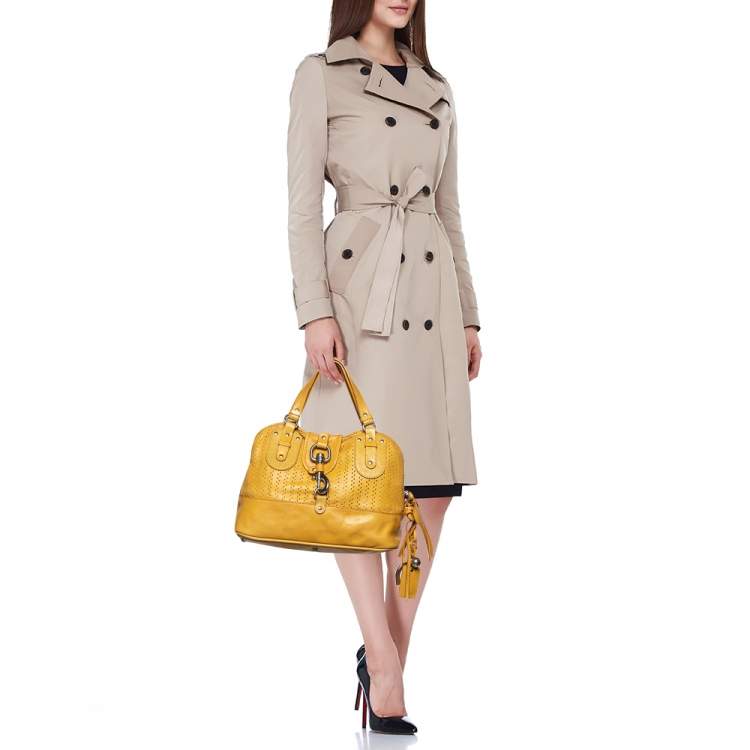 Pre Owned Chloe Yellow Leather Curcuma Perforated Kerala Satchel