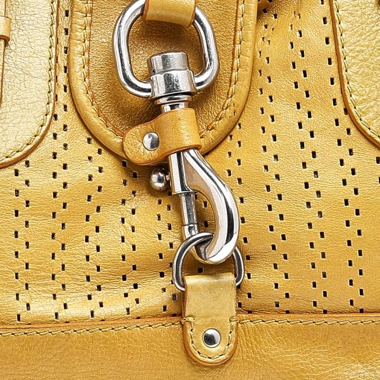 Pre Owned Chloe Yellow Leather Curcuma Perforated Kerala Satchel