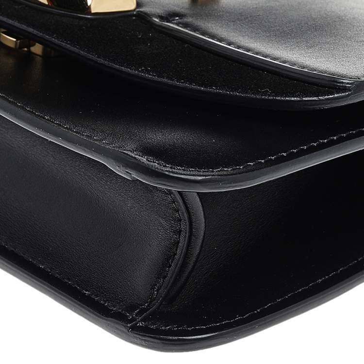 Pre Owned Chloe Black Leather And Suede Chain C Clutch Bag