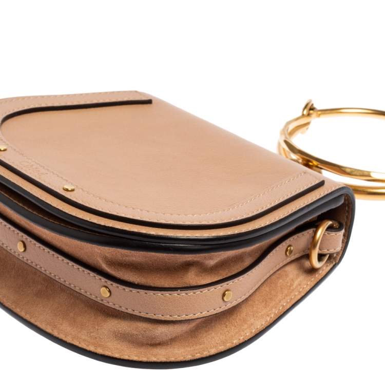 Pre Owned Chloé Beige Leather Small Nile Bracelet Minaudiere Crossbody Bag