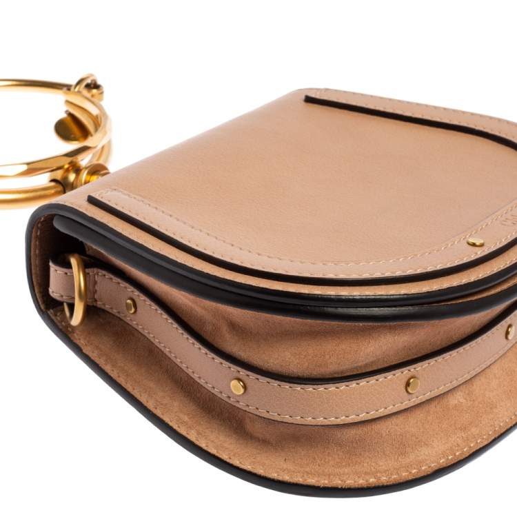 Pre Owned Chloé Beige Leather Small Nile Bracelet Minaudiere Crossbody Bag