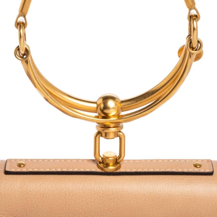 Pre Owned Chloé Beige Leather Small Nile Bracelet Minaudiere Crossbody Bag