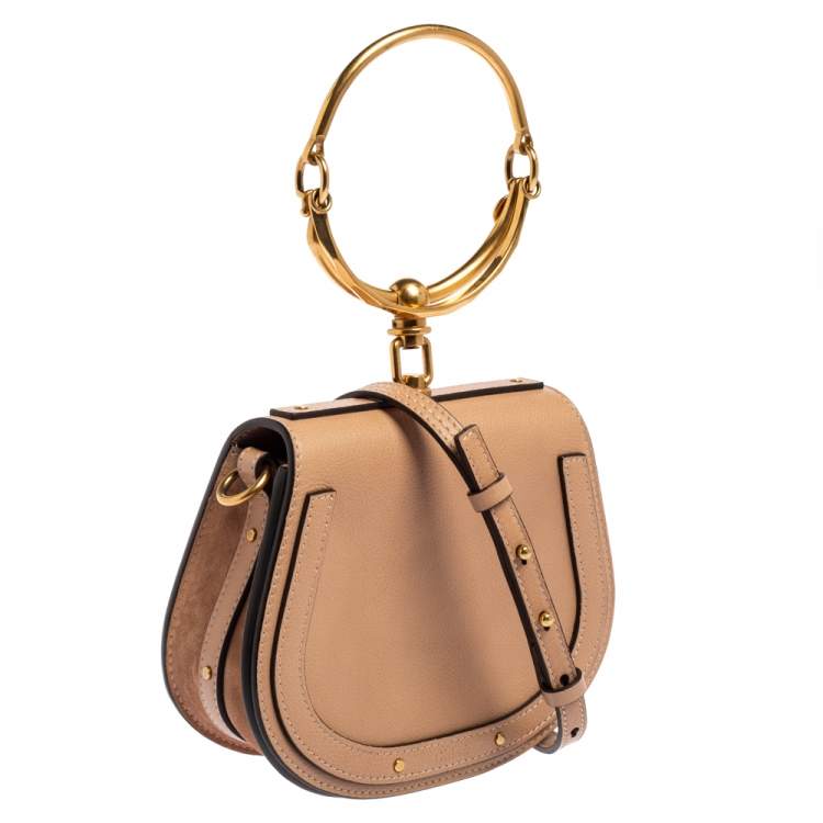 Pre Owned Chloé Beige Leather Small Nile Bracelet Minaudiere Crossbody Bag