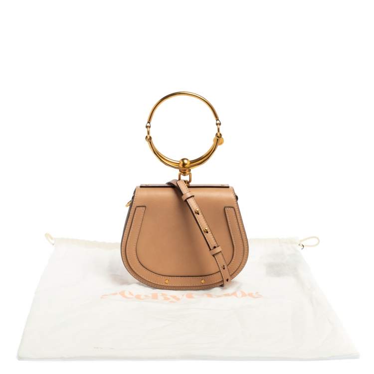 Pre Owned Chloé Beige Leather Small Nile Bracelet Minaudiere Crossbody Bag