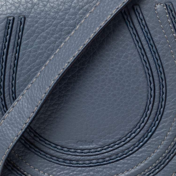 Pre Owned Chloe Stone Blue Leather Mini Marcie Crossbody Bag