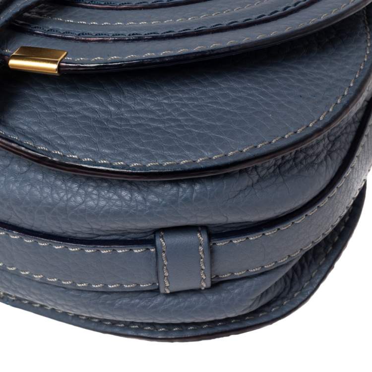 Pre Owned Chloe Stone Blue Leather Mini Marcie Crossbody Bag