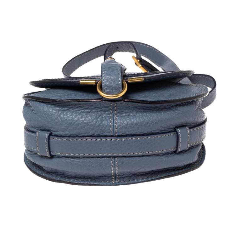 Pre Owned Chloe Stone Blue Leather Mini Marcie Crossbody Bag