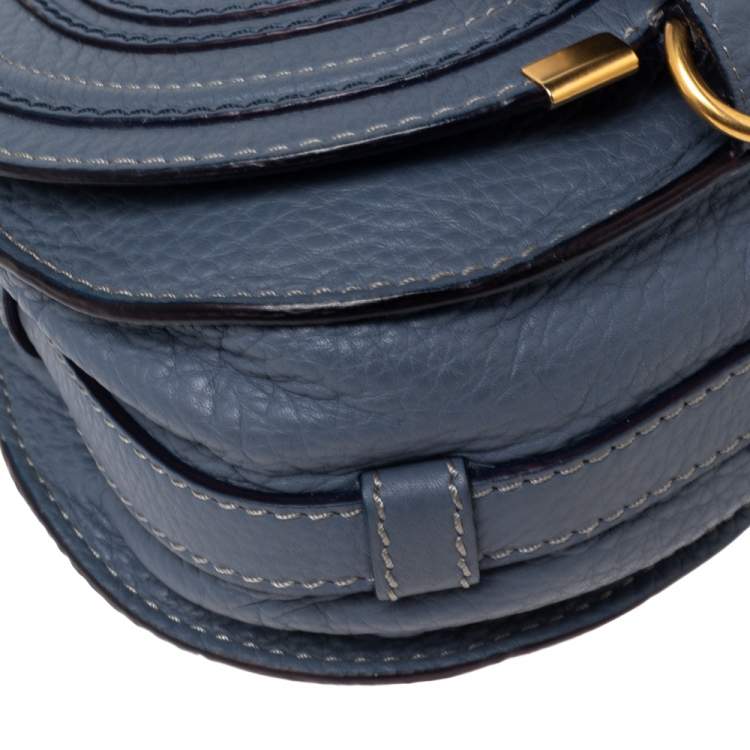 Pre Owned Chloe Stone Blue Leather Mini Marcie Crossbody Bag