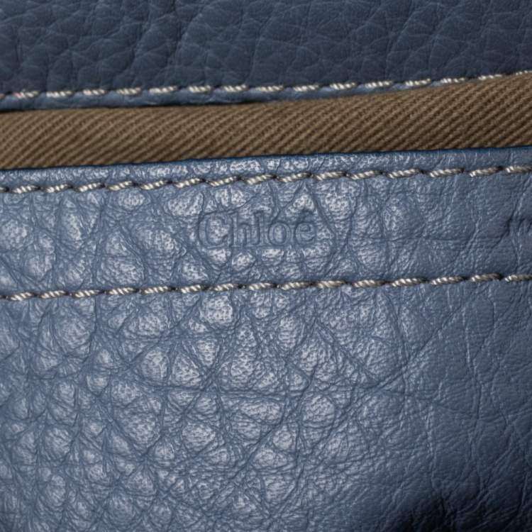 Pre Owned Chloe Stone Blue Leather Mini Marcie Crossbody Bag
